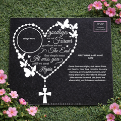 Goodbyes Forever Memorial Black Granite (12x12)