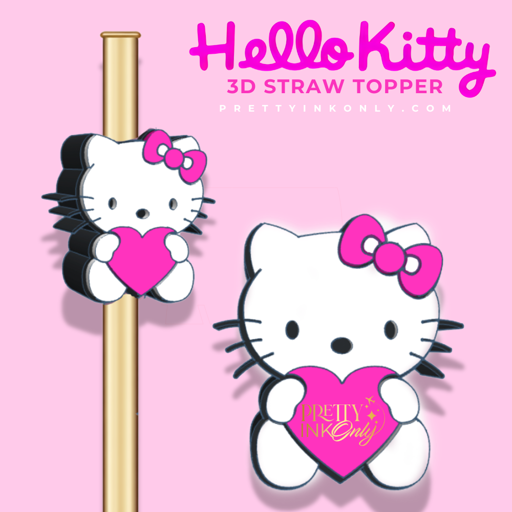 3D Kitty  Stanley Straw Topper