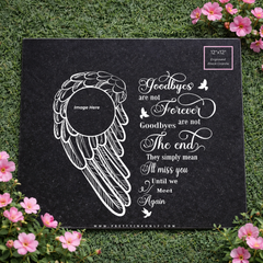 Goodbyes Memorial Black Granite (12x12)