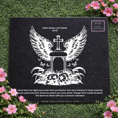 Cross Memorial Black Granite (12x12)