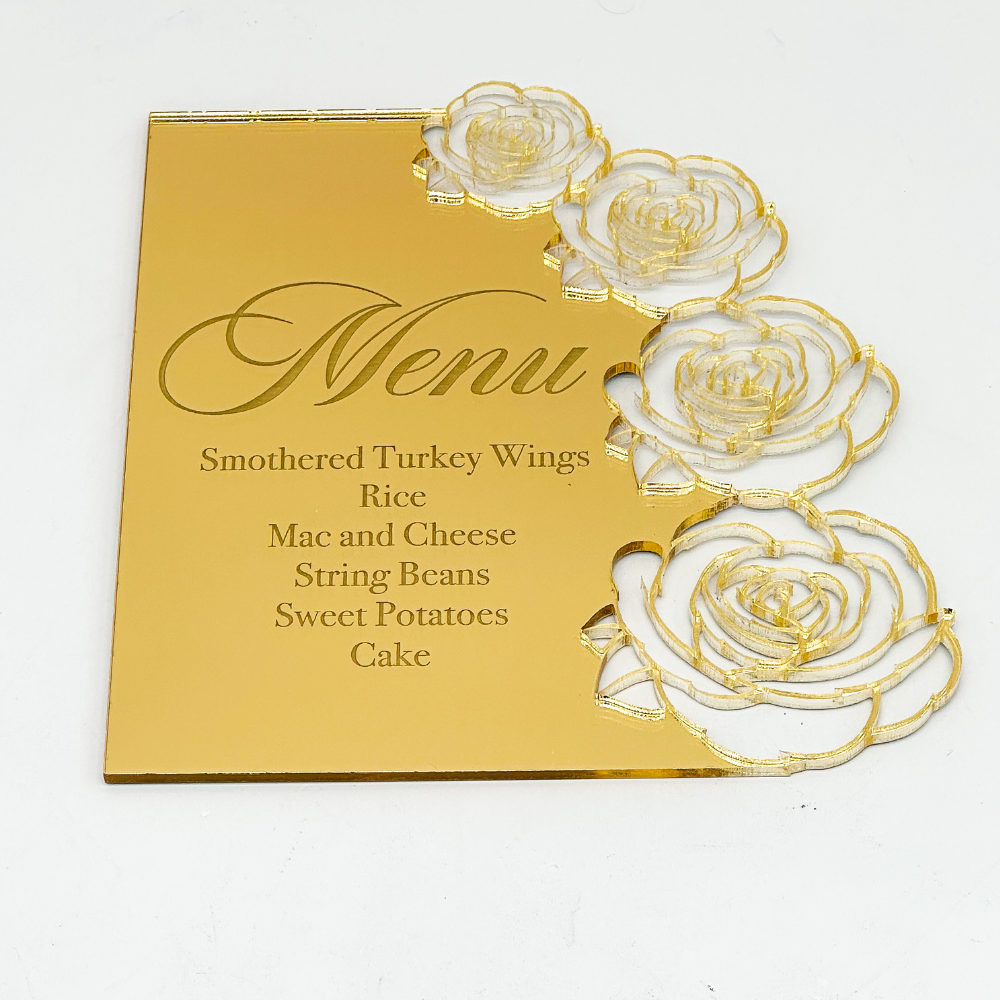 Rose Acrylic Menu/Invitation