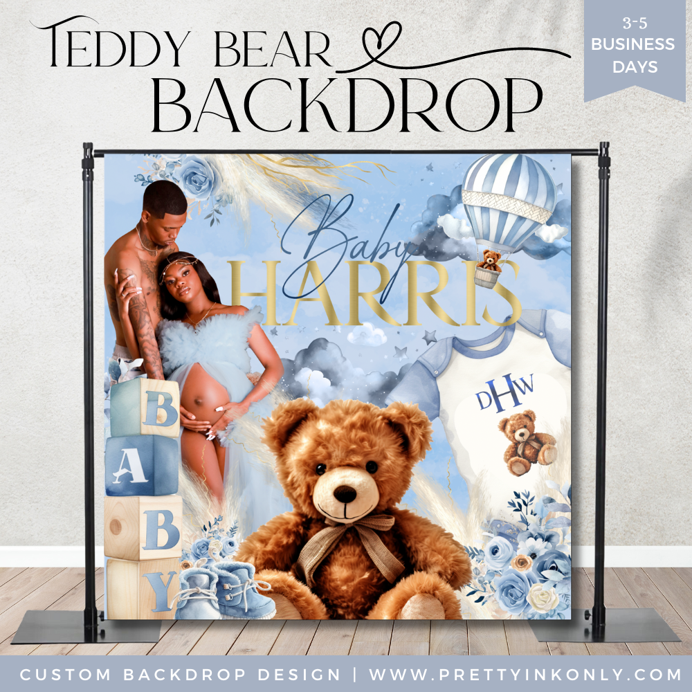 Teddy Bear (Blue) Backdrop