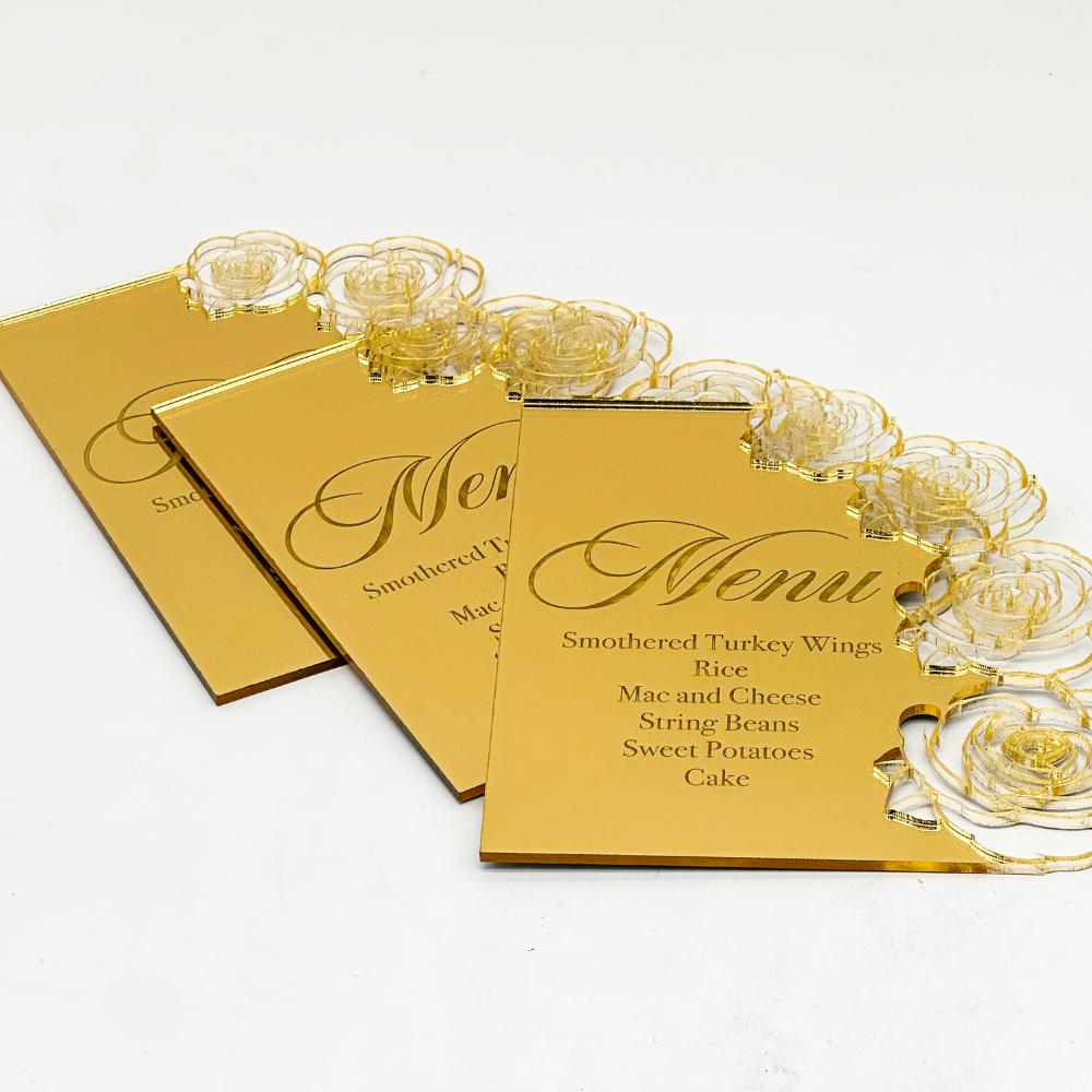 Rose Acrylic Menu/Invitation