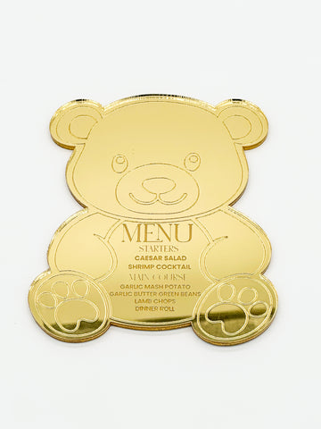 Teddy Bear Acrylic Menu