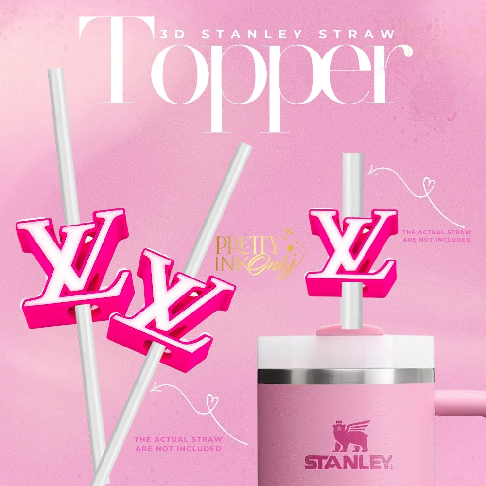 Luxury 3D LV HOT PINK Stanley Straw Topper