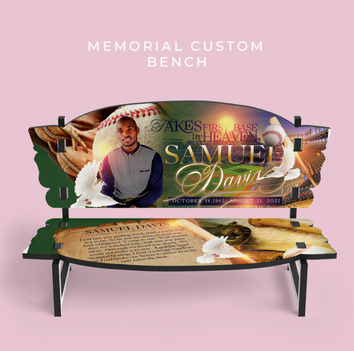 Memorial Baseball Custom Bench